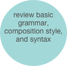 
review basic
grammar, composition style, and syntax